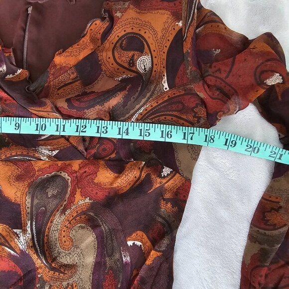 Women's Paisley Print Ruffled V-Neck Long Sleeve Below the knee Dress, Size M/L - Picture 11 of 13